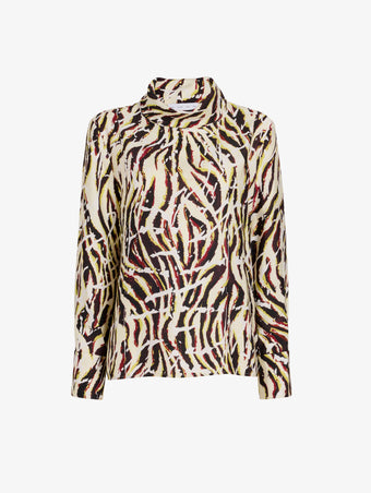 Proenza Schouler Still Life image of Ansel Top in Printed SoftTwill in Acid Multi