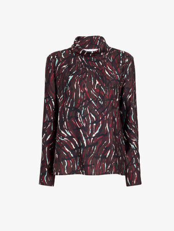 Proenza Schouler Still Life image of Ansel Top in Printed SoftTwill in Coffee Multi