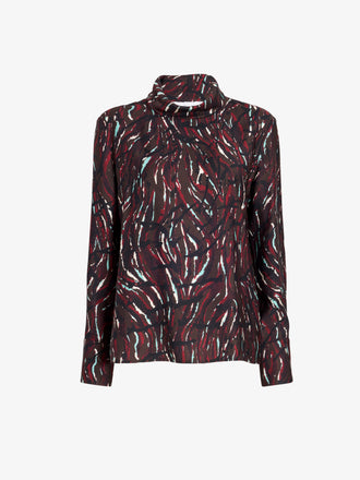 Proenza Schouler Still Life image of Ansel Top in Printed SoftTwill in Coffee Multi