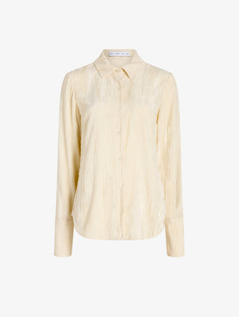 Proenza Schouler Still Life image of Madi Top in Crushed Velvet in Pale Lemon
