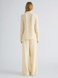 Proenza Schouler Back full length image of model wearing Madi Top in Crushed Velvet in Pale Lemon