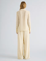 Proenza Schouler Back full length image of model wearing Madi Top in Crushed Velvet in Pale Lemon