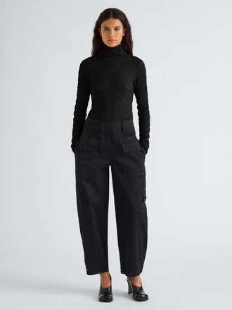 Proenza Schouler Front full length image of model wearing Harriet Top in Jersey Jacquard in Black