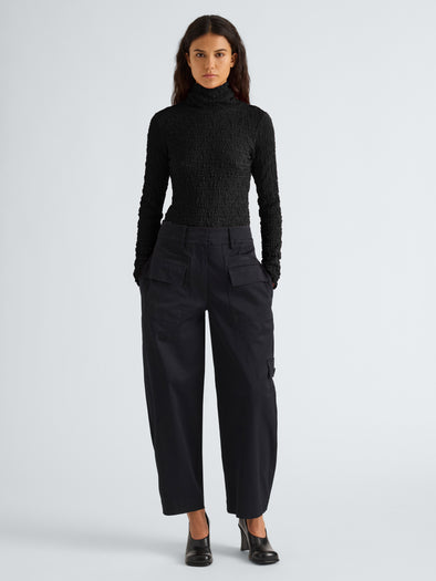 Proenza Schouler Front full length image of model wearing Harriet Top in Jersey Jacquard in Black
