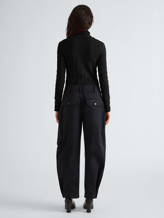Proenza Schouler Back full length image of model wearing Harriet Top in Jersey Jacquard in Black