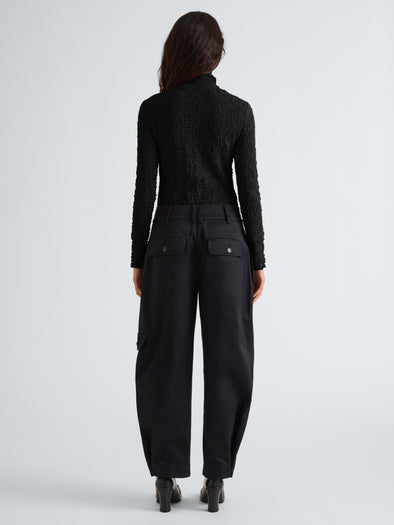 Proenza Schouler Back full length image of model wearing Harriet Top in Jersey Jacquard in Black