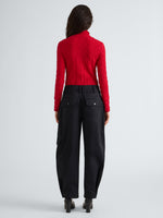 Proenza Schouler Back full length image of model wearing Harriet Top in Jersey Jacquard in Red