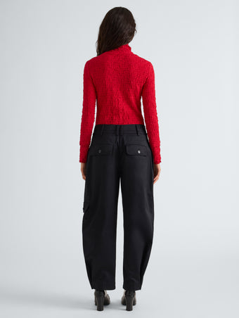 Proenza Schouler Back full length image of model wearing Harriet Top in Jersey Jacquard in Red