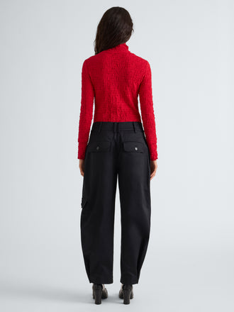 Proenza Schouler Back full length image of model wearing Harriet Top in Jersey Jacquard in Red