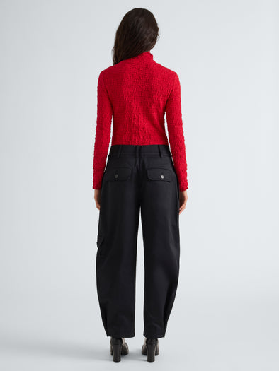 Proenza Schouler Back full length image of model wearing Harriet Top in Jersey Jacquard in Red