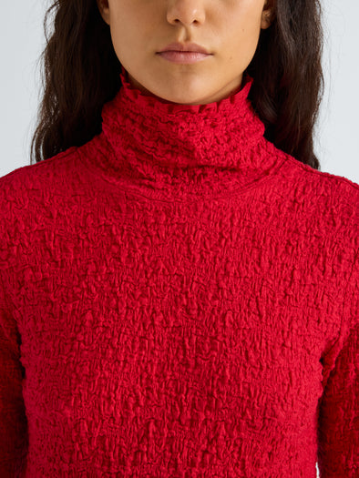 Proenza Schouler Detail image of model wearing Harriet Top in Jersey Jacquard in Red