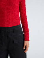 Proenza Schouler Detail image of model wearing Harriet Top in Jersey Jacquard in Red