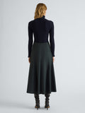 Proenza Schouler Back full length image of model wearing Heidi Skirt in Stretch Cotton in Dark Green