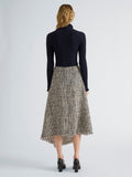 Proenza Schouler Back full length image of model wearing Layne Skirt in Tweed in Black White