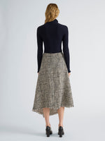 Proenza Schouler Back full length image of model wearing Layne Skirt in Tweed in Black White