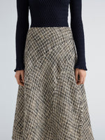 Proenza Schouler Detail image of model wearing Layne Skirt in Tweed in Black White