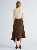Proenza Schouler Back full length image of model wearing Layne Skirt in Tweed in Henna Multi