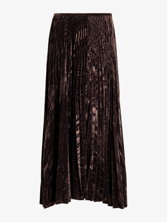 Proenza Schouler Still Life image of Daphne Skirt in Crushed Velvet in Coffee