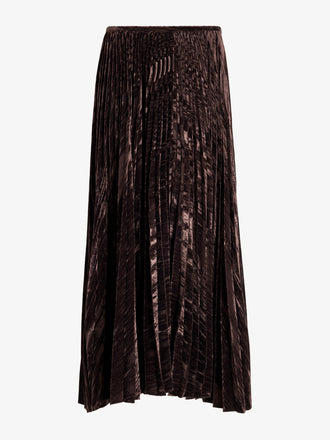 Proenza Schouler Still Life image of Daphne Skirt in Crushed Velvet in Coffee