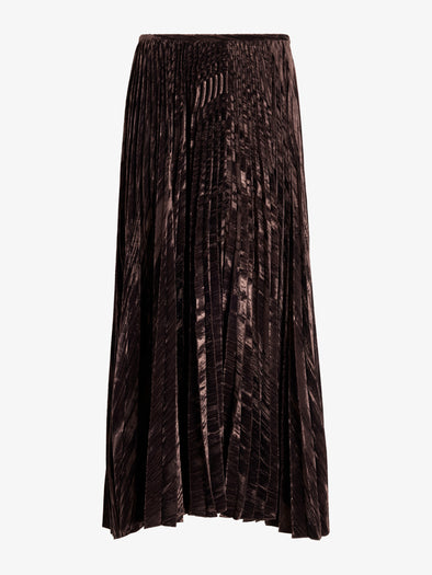 Proenza Schouler Still Life image of Daphne Skirt in Crushed Velvet in Coffee