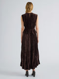 Proenza Schouler Back full length image of model wearing Daphne Skirt in Crushed Velvet in Coffee
