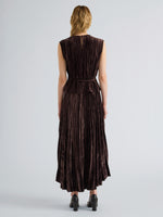 Proenza Schouler Back full length image of model wearing Daphne Skirt in Crushed Velvet in Coffee