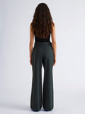 Proenza Schouler Back full length image of model wearing Raver Pant in Stretch Cotton in Dark Green