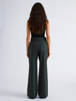 Proenza Schouler Back full length image of model wearing Raver Pant in Stretch Cotton in Dark Green