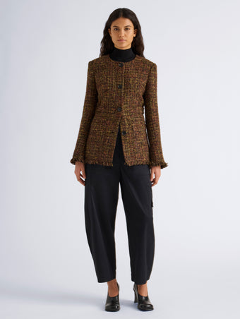 Proenza Schouler Front full length image of model wearing Talla Pant in Cotton Twill in Black