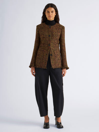 Proenza Schouler Front full length image of model wearing Talla Pant in Cotton Twill in Black