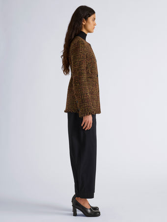 Proenza Schouler Side full length image of model wearing Talla Pant in Cotton Twill in Black