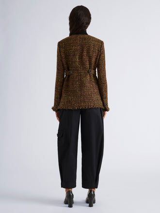 Proenza Schouler Back full length image of model wearing Talla Pant in Cotton Twill in Black