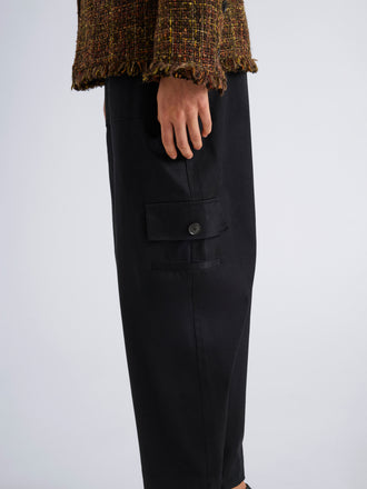 Proenza Schouler Detail image of model wearing Talla Pant in Cotton Twill in Black
