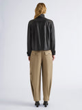 Proenza Schouler Back full length image of model wearing Talla Pant in Cotton Twill in Wood