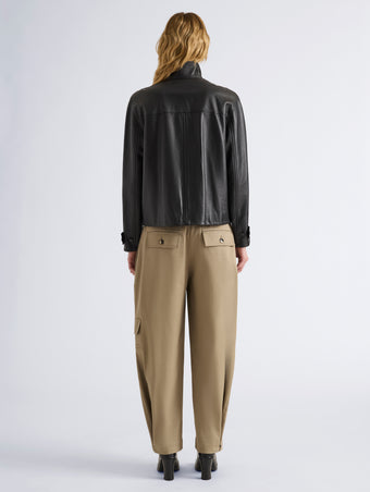Proenza Schouler Back full length image of model wearing Talla Pant in Cotton Twill in Wood