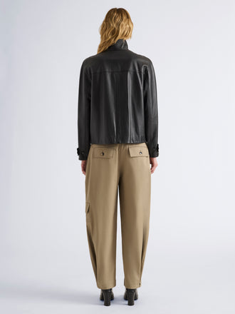 Proenza Schouler Back full length image of model wearing Talla Pant in Cotton Twill in Wood