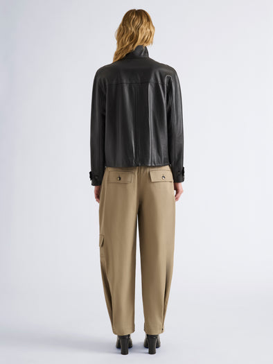 Proenza Schouler Back full length image of model wearing Talla Pant in Cotton Twill in Wood