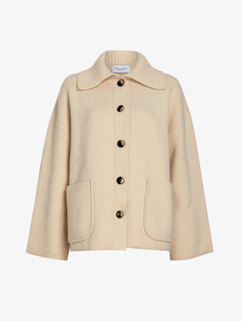 Proenza Schouler Still Life image of Nelly Jacket in Melange Merino in White
