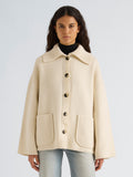 Proenza Schouler Front cropped image of model wearing Nelly Jacket in Melange Merino in White