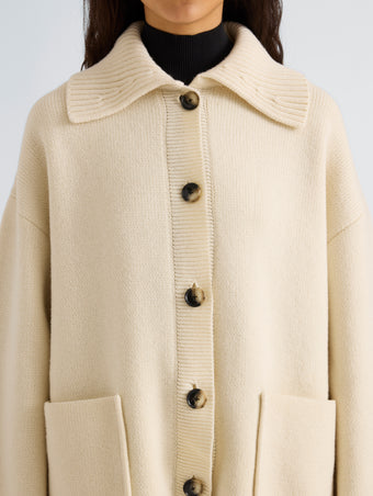 Proenza Schouler Detail image of model wearing Nelly Jacket in Melange Merino in White