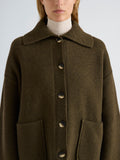 Proenza Schouler Detail image of model wearing Nelly Jacket in Melange Merino in Olive