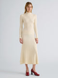 Proenza Schouler Front full length image of model wearing Juniper Sweater in Cable Knit in Vanilla