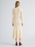 Proenza Schouler Back full length image of model wearing Juniper Sweater in Cable Knit in Vanilla