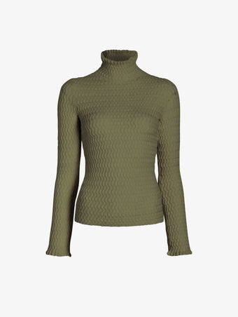 Proenza Schouler Still Life image of Juniper Sweater in Cable Knit in Dark Olive