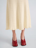 Proenza Schouler Detail image of model wearing Magnolia Skirt in Cable Knit in Vanilla