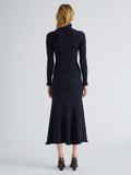 Proenza Schouler Back full length image of model wearing Magnolia Skirt in Cable Knit in Navy