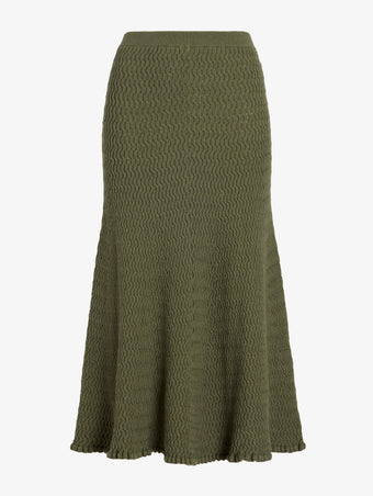 Proenza Schouler Still Life image of Magnolia Skirt in Cable Knit in Dark Olive