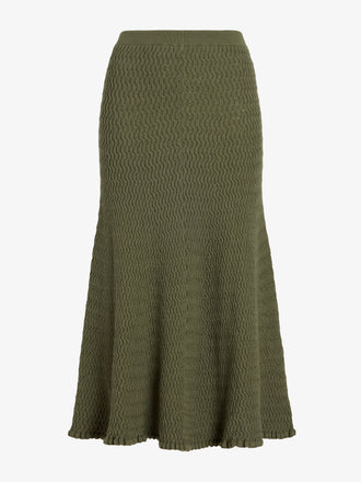 Proenza Schouler Still Life image of Magnolia Skirt in Cable Knit in Dark Olive