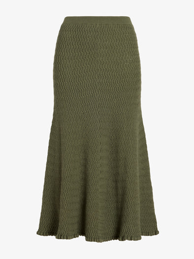 Proenza Schouler Still Life image of Magnolia Skirt in Cable Knit in Dark Olive