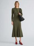Proenza Schouler Front full length image of model wearing Magnolia Skirt in Cable Knit in Dark Olive